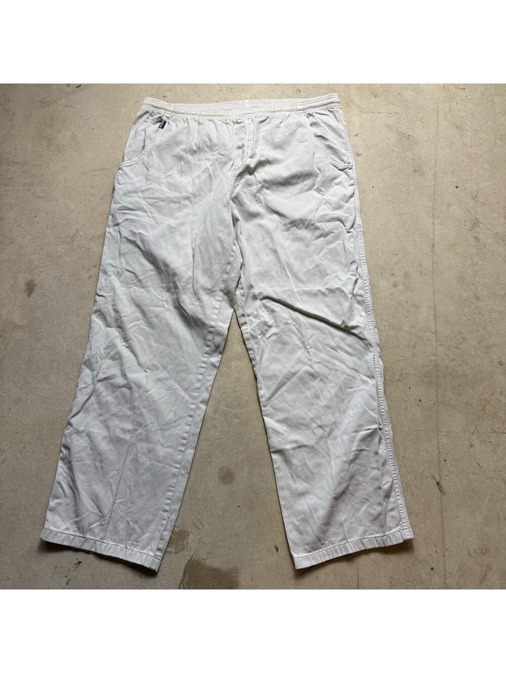 VTG Crazy Shirts Hawaii Pants Cotton Mens L Ivory Straight Relaxed Drawstring